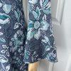 Anthropologie Maeve Rayon Stretch Polyester Dress Size M Blue Floral 3/4 Sleeves