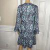 Anthropologie Maeve Rayon Stretch Polyester Dress Size M Blue Floral 3/4 Sleeves