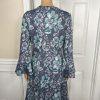 Anthropologie Maeve Rayon Stretch Polyester Dress Size M Blue Floral 3/4 Sleeves