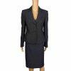 Evan Picone Polyester Metallic Skirt Suit Size 8 Purple Black Notch Collar 2PC