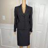 Evan Picone Polyester Metallic Skirt Suit Size 8 Purple Black Notch Collar 2PC