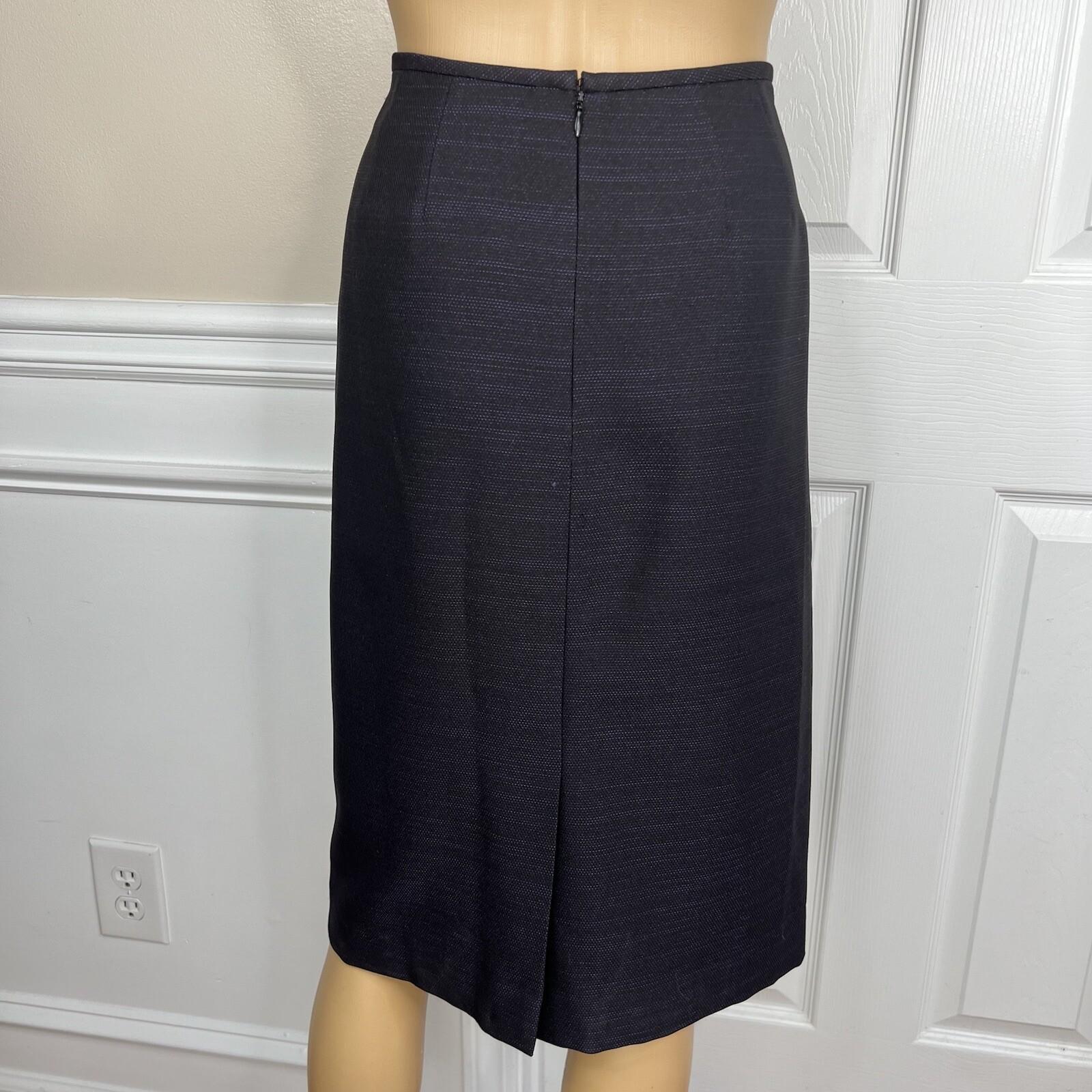 Evan Picone Polyester Metallic Skirt Suit Size 8 Purple Black Notch Collar 2PC