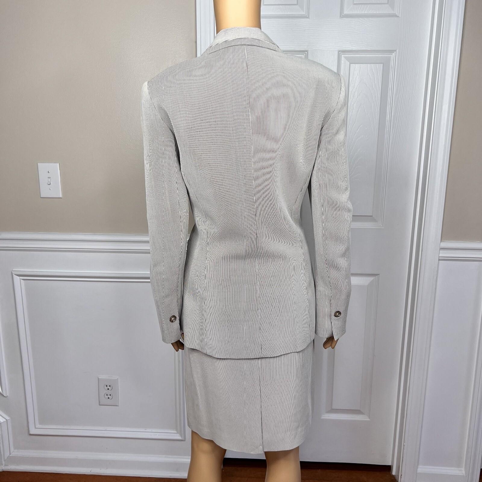 10-5130.jpg New TALBOTS 3PC Brown Striped Wool Blend Lined Skirt Suit Pants Size 6 MSRP 8