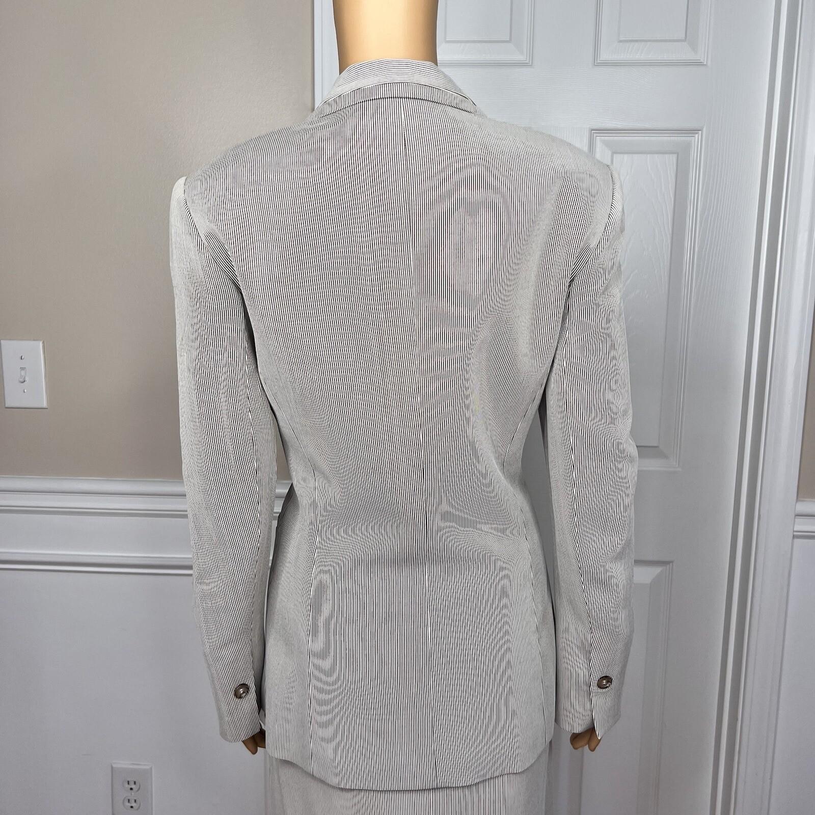10-5132.jpg New TALBOTS 3PC Brown Striped Wool Blend Lined Skirt Suit Pants Size 6 MSRP 8