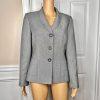 Le Suit Women Polyester Pant Suit Size 8 Light Gray Pockets Shawl Collar 2PC