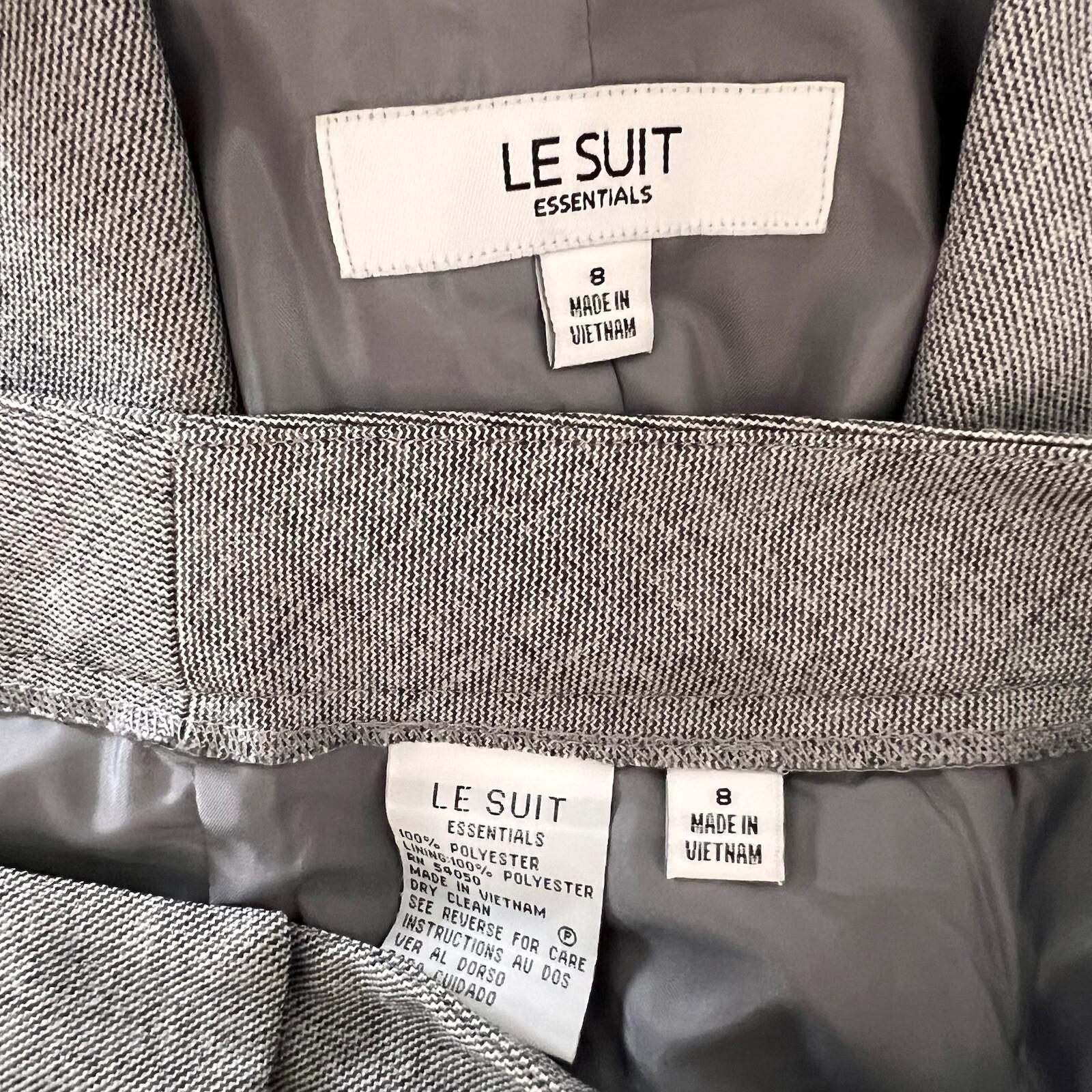 Le Suit Women Polyester Pant Suit Size 8 Light Gray Pockets Shawl Collar 2PC