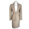 ALFANI 2PC Brown Polyester Rayon Mismatch Wrap Skirt (Size 8) Suit (Size 4)