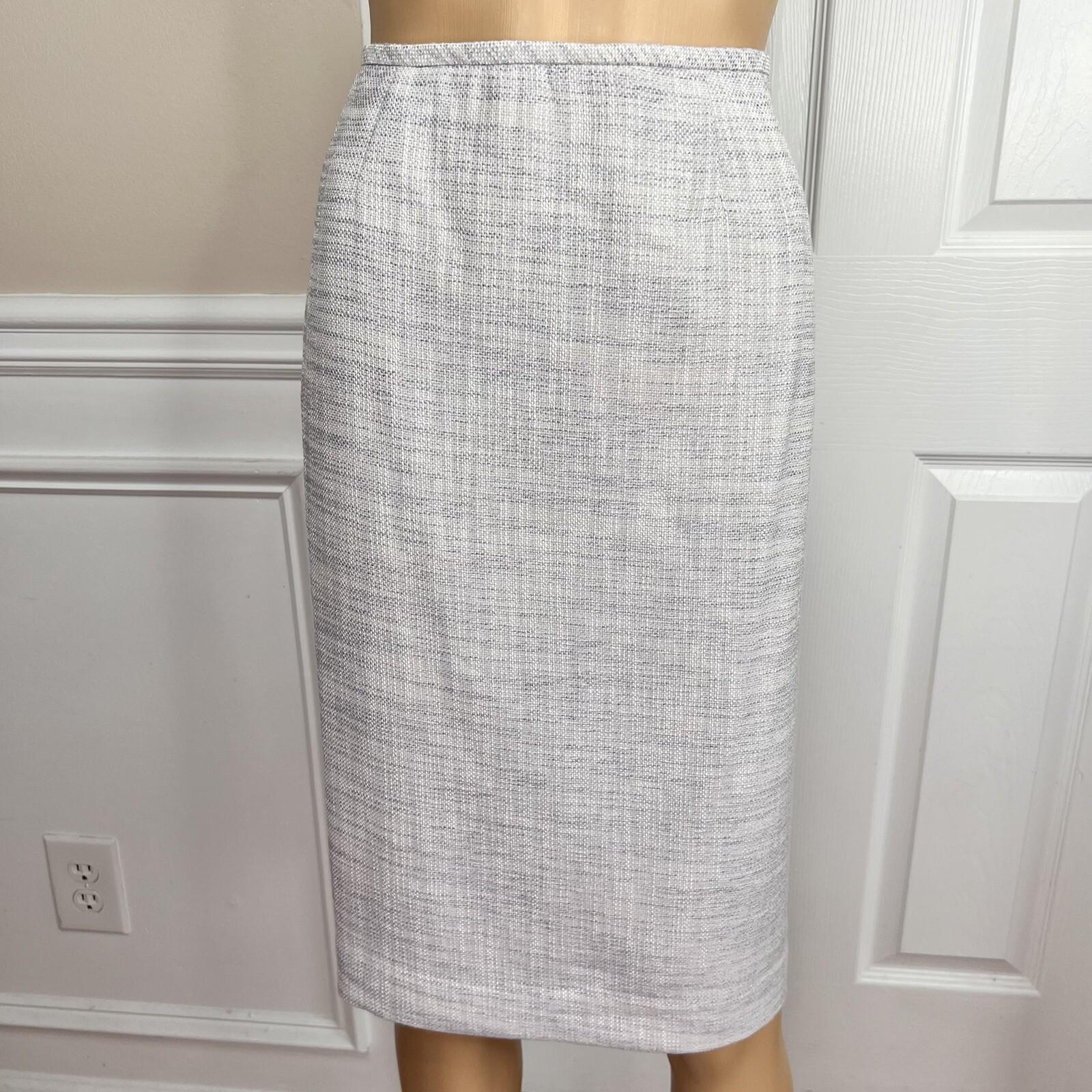 Larry Levine Polyester Rayon Skirt Suit Size 12 Blue Silver Belted Lined 2PC New