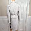Larry Levine Polyester Rayon Skirt Suit Size 12 Blue Silver Belted Lined 2PC New