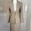 ALFANI 2PC Brown Polyester Rayon Mismatch Wrap Skirt (Size 8) Suit (Size 4)