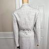 Larry Levine Polyester Rayon Skirt Suit Size 12 Blue Silver Belted Lined 2PC New
