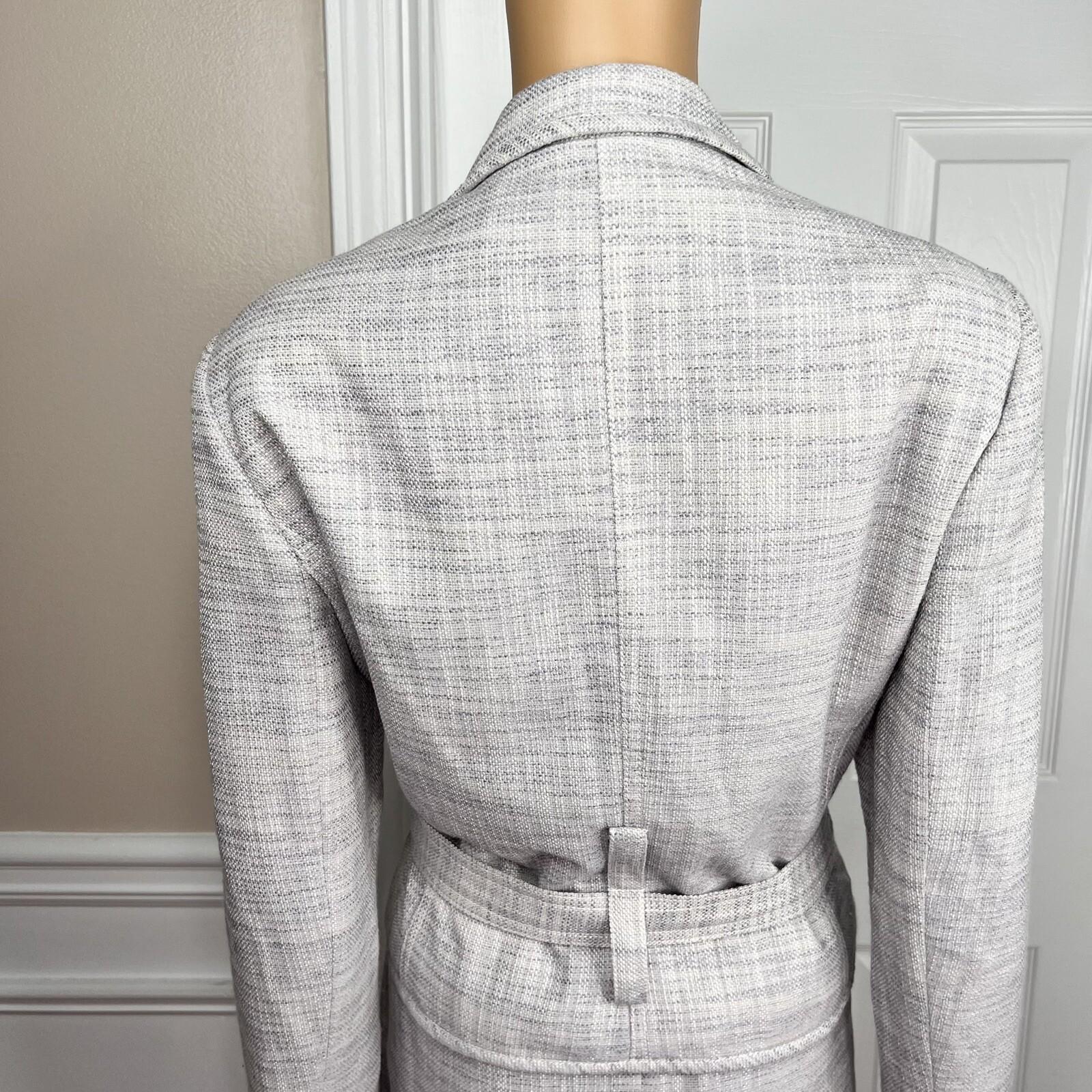 Larry Levine Polyester Rayon Skirt Suit Size 12 Blue Silver Belted Lined 2PC New