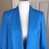 KASPER Women 2PC Blue Polyester Lined Open Front 3/4 Sleeves Pant Suit Size 10