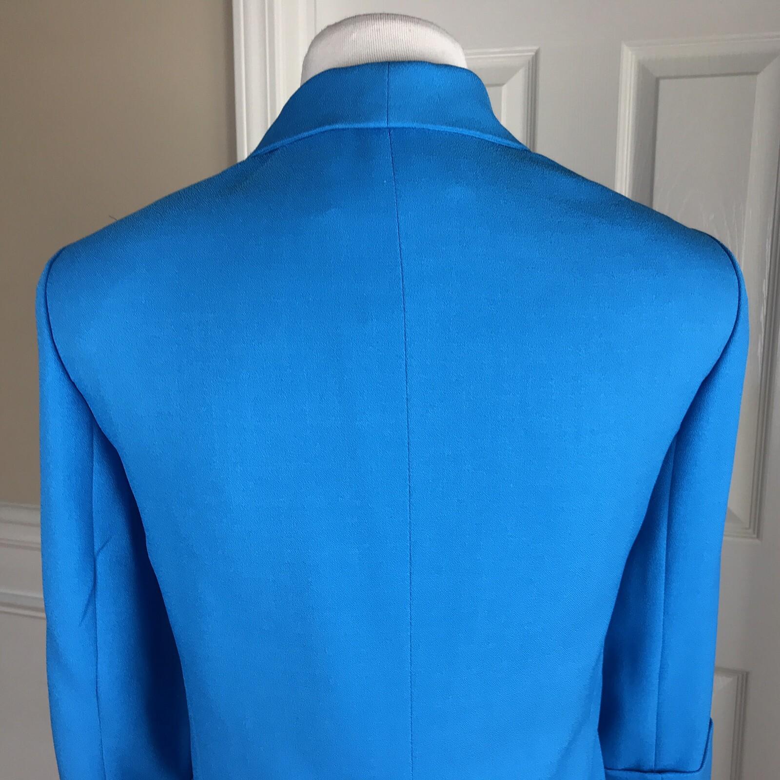 KASPER Women 2PC Blue Polyester Lined Open Front 3/4 Sleeves Pant Suit Size 10
