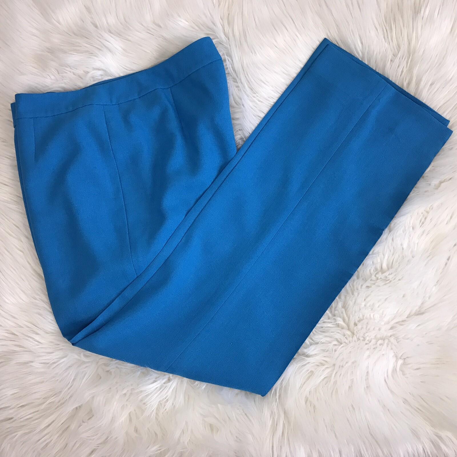 KASPER Women 2PC Blue Polyester Lined Open Front 3/4 Sleeves Pant Suit Size 10