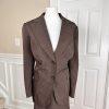 JOHN MEYER Women 2PC Brown Striped Polyester  Spandex Lined Skirt Suit Size 14W