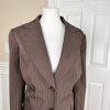 JOHN MEYER Women 2PC Brown Striped Polyester  Spandex Lined Skirt Suit Size 14W