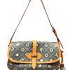 DOONEY & BOURKE Leather Shoulder Bag Monogram Leather Small Flap Charm Retro 90s