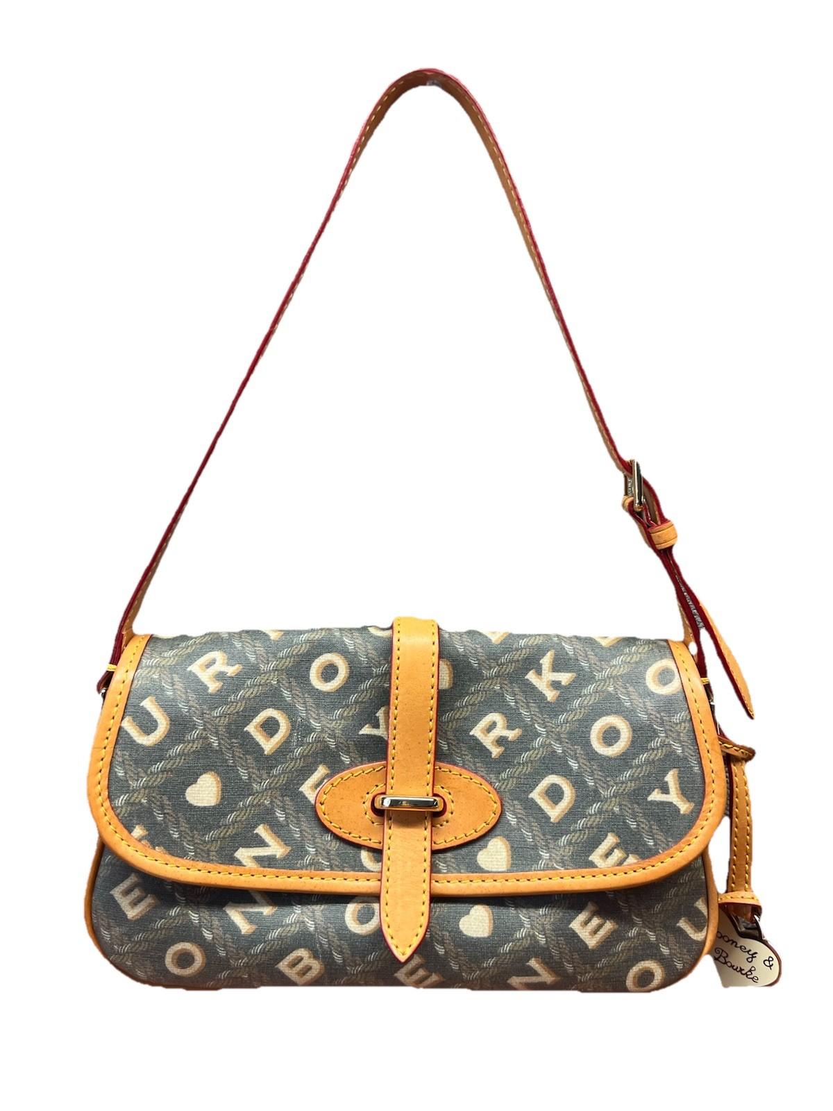 DOONEY & BOURKE Leather Shoulder Bag Monogram Leather Small Flap Charm Retro 90s