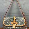 DOONEY & BOURKE Leather Shoulder Bag Monogram Leather Small Flap Charm Retro 90s