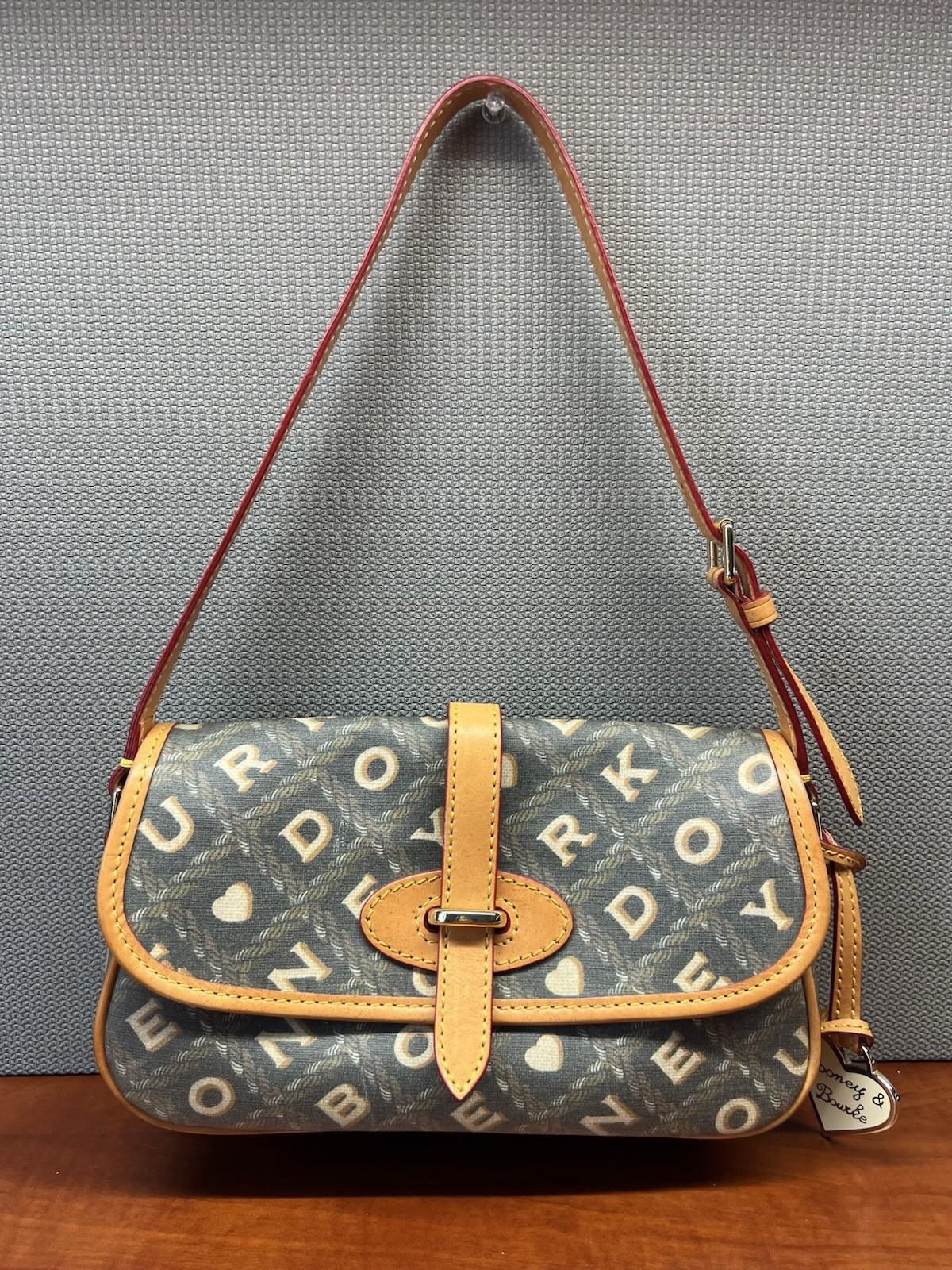 DOONEY & BOURKE Leather Shoulder Bag Monogram Leather Small Flap Charm Retro 90s