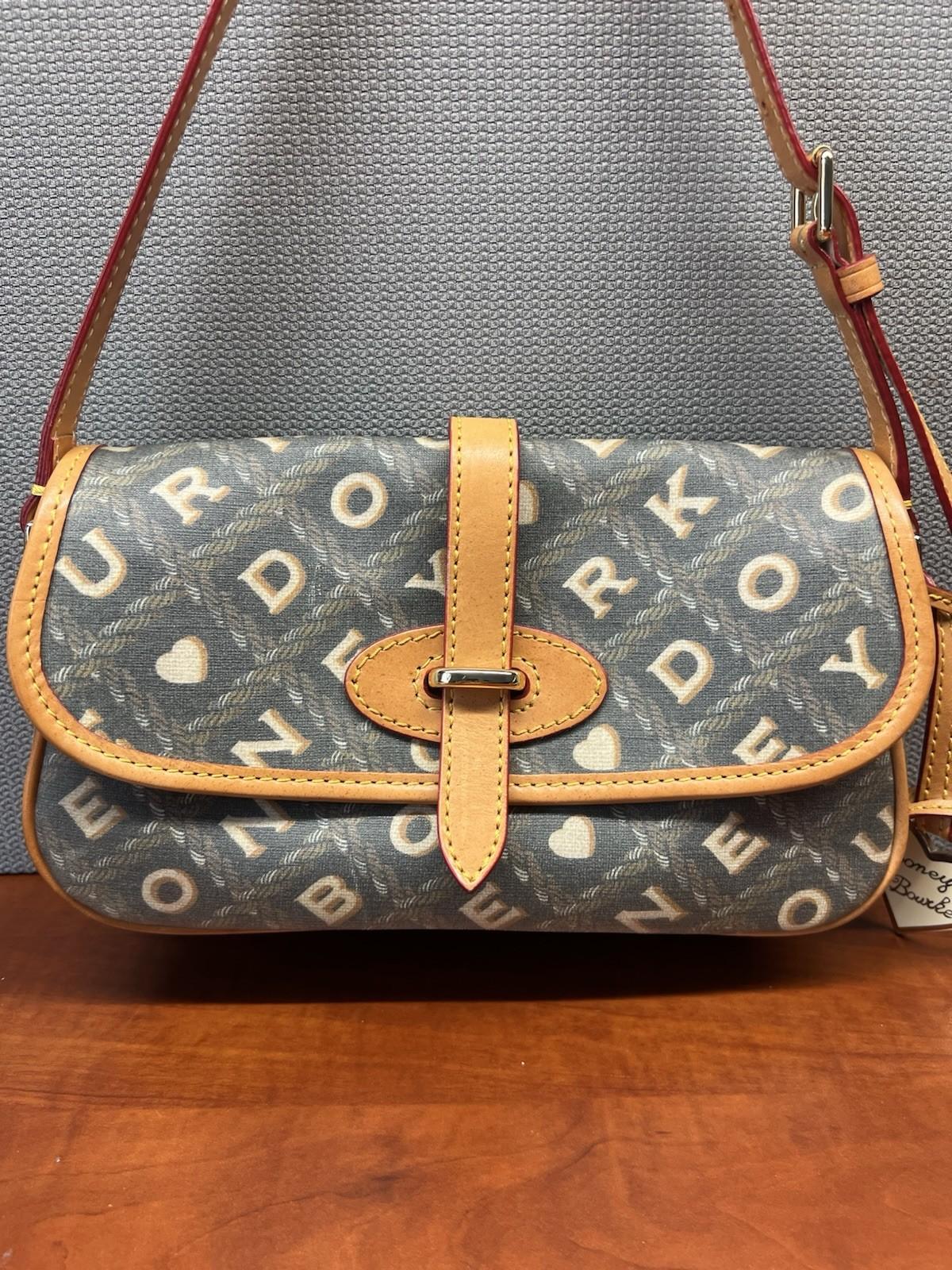 DOONEY & BOURKE Leather Shoulder Bag Monogram Leather Small Flap Charm Retro 90s