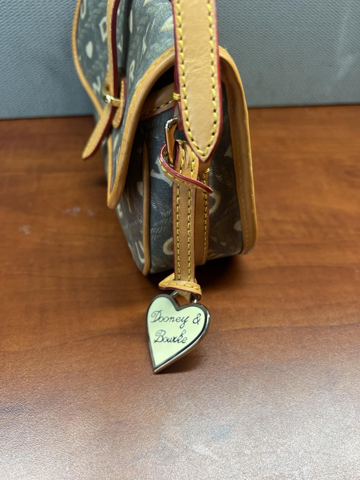 DOONEY & BOURKE Leather Shoulder Bag Monogram Leather Small Flap Charm Retro 90s