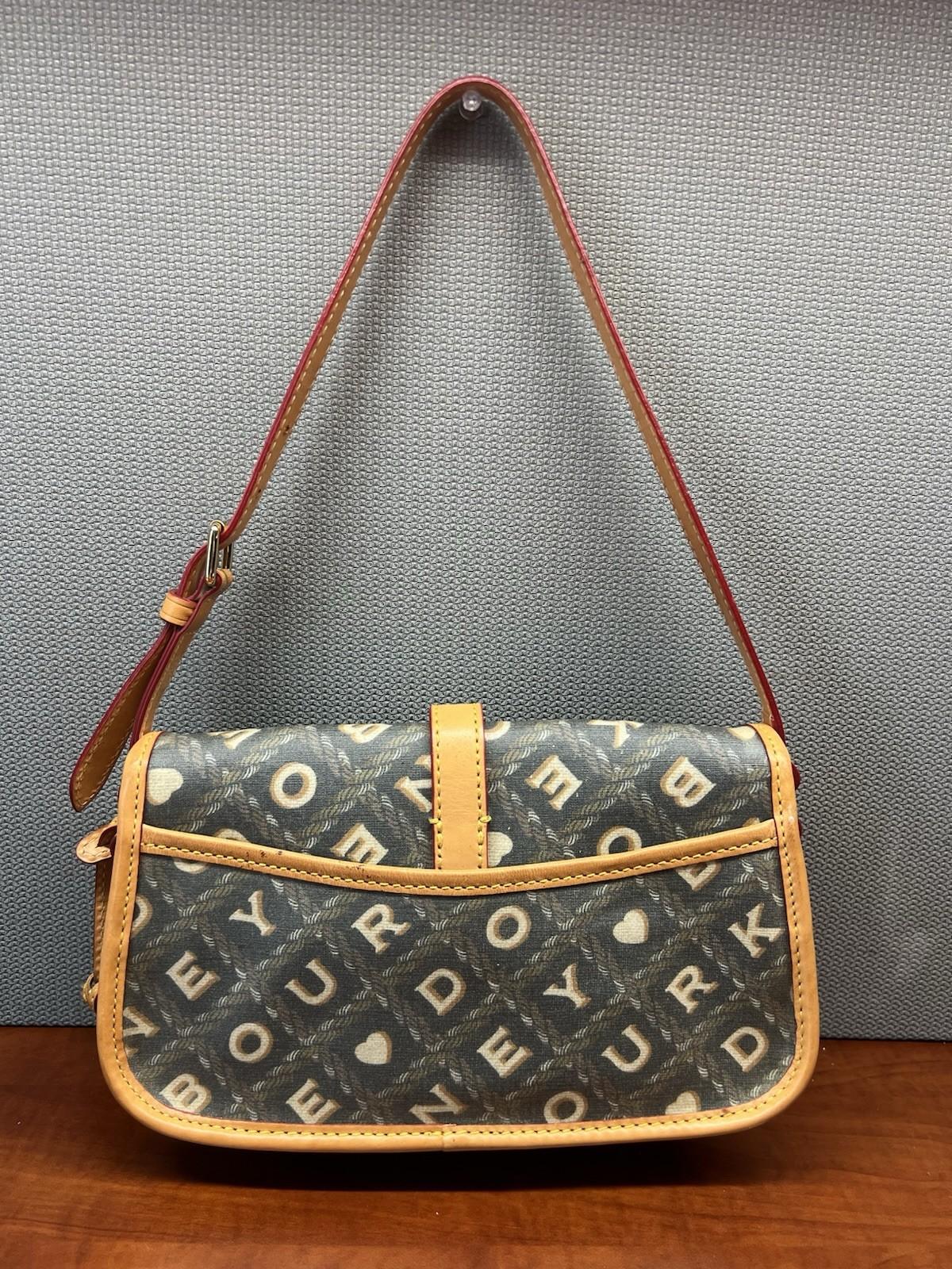 DOONEY & BOURKE Leather Shoulder Bag Monogram Leather Small Flap Charm Retro 90s