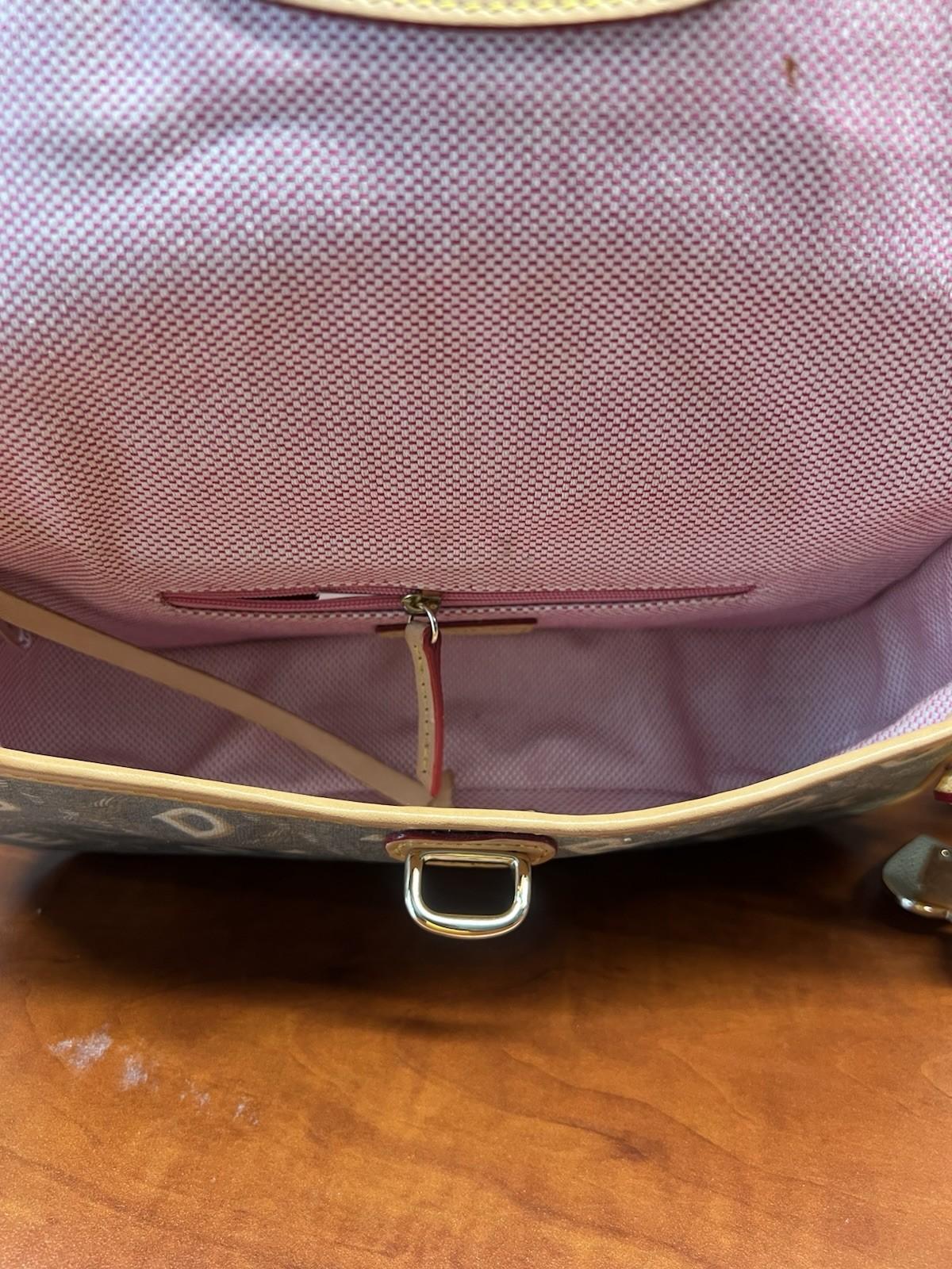DOONEY & BOURKE Leather Shoulder Bag Monogram Leather Small Flap Charm Retro 90s
