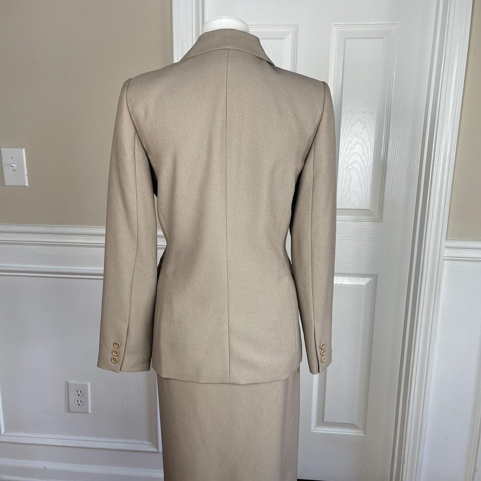 ALFANI 2PC Brown Polyester Rayon Mismatch Wrap Skirt (Size 8) Suit (Size 4)