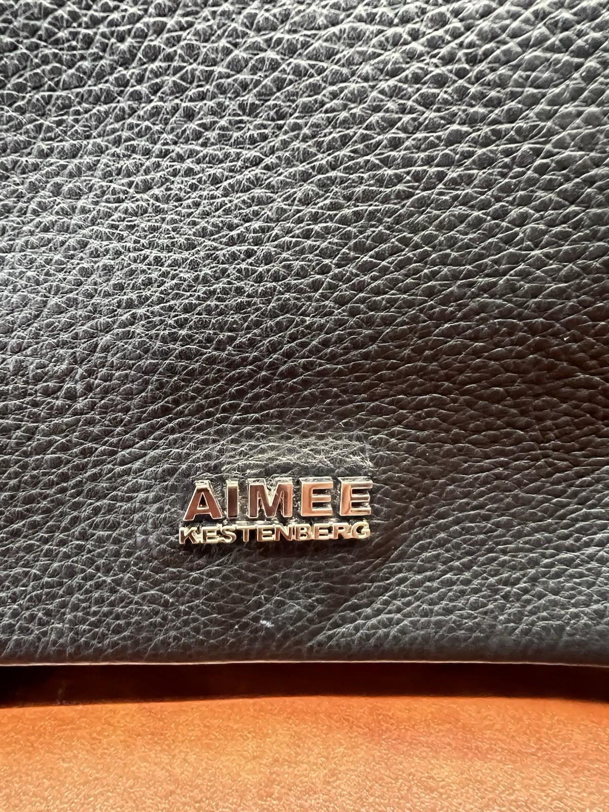 Aimee Kestenberg Crossbody Black Soft Lamb Leather Foldover Studded Double Zip