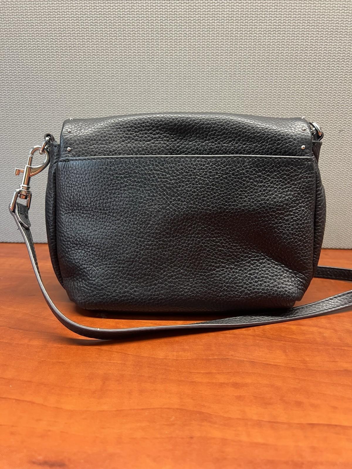 Aimee Kestenberg Crossbody Black Soft Lamb Leather Foldover Studded Double Zip