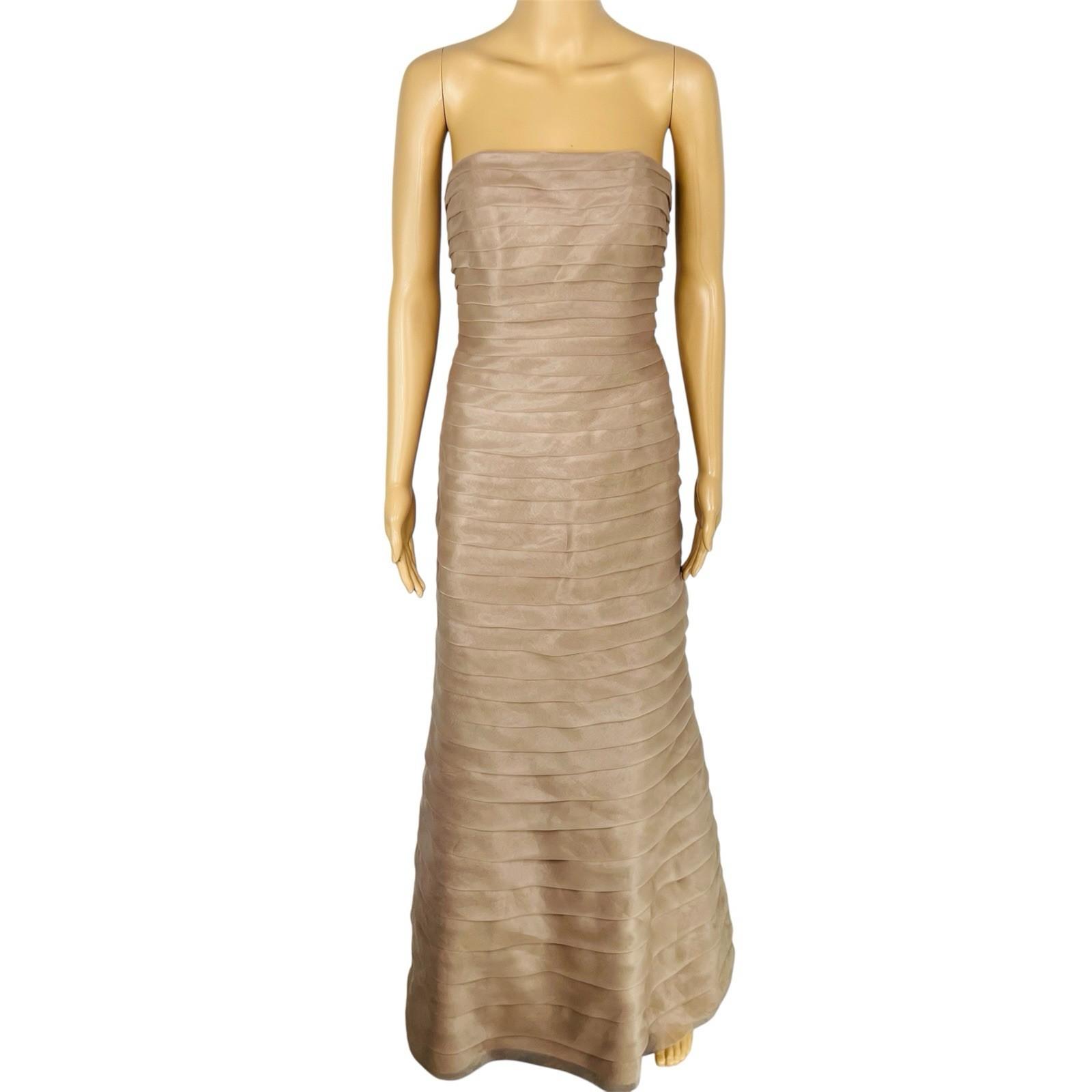 Pinky & Me Women Formal Gown Light Brown Maxi Dress Size 8 Tiered Flared