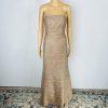 Pinky & Me Women Formal Gown Light Brown Maxi Dress Size 8 Tiered Flared