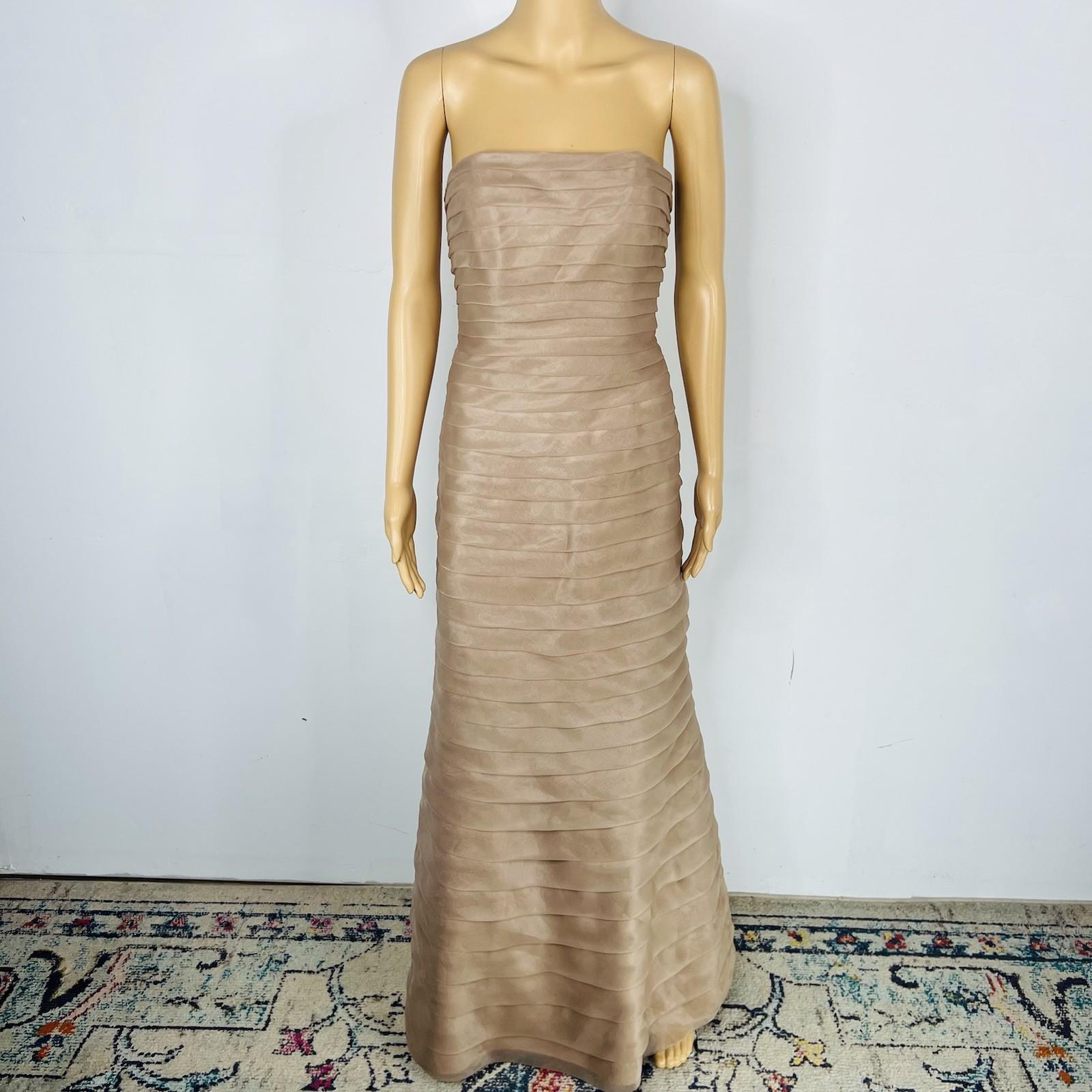 Pinky & Me Women Formal Gown Light Brown Maxi Dress Size 8 Tiered Flared