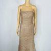 Pinky & Me Women Formal Gown Light Brown Maxi Dress Size 8 Tiered Flared