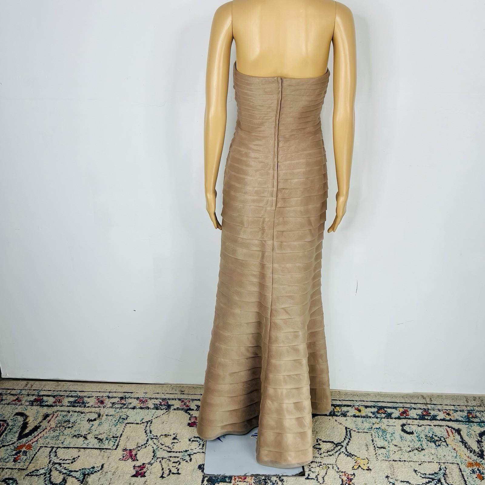 Pinky & Me Women Formal Gown Light Brown Maxi Dress Size 8 Tiered Flared