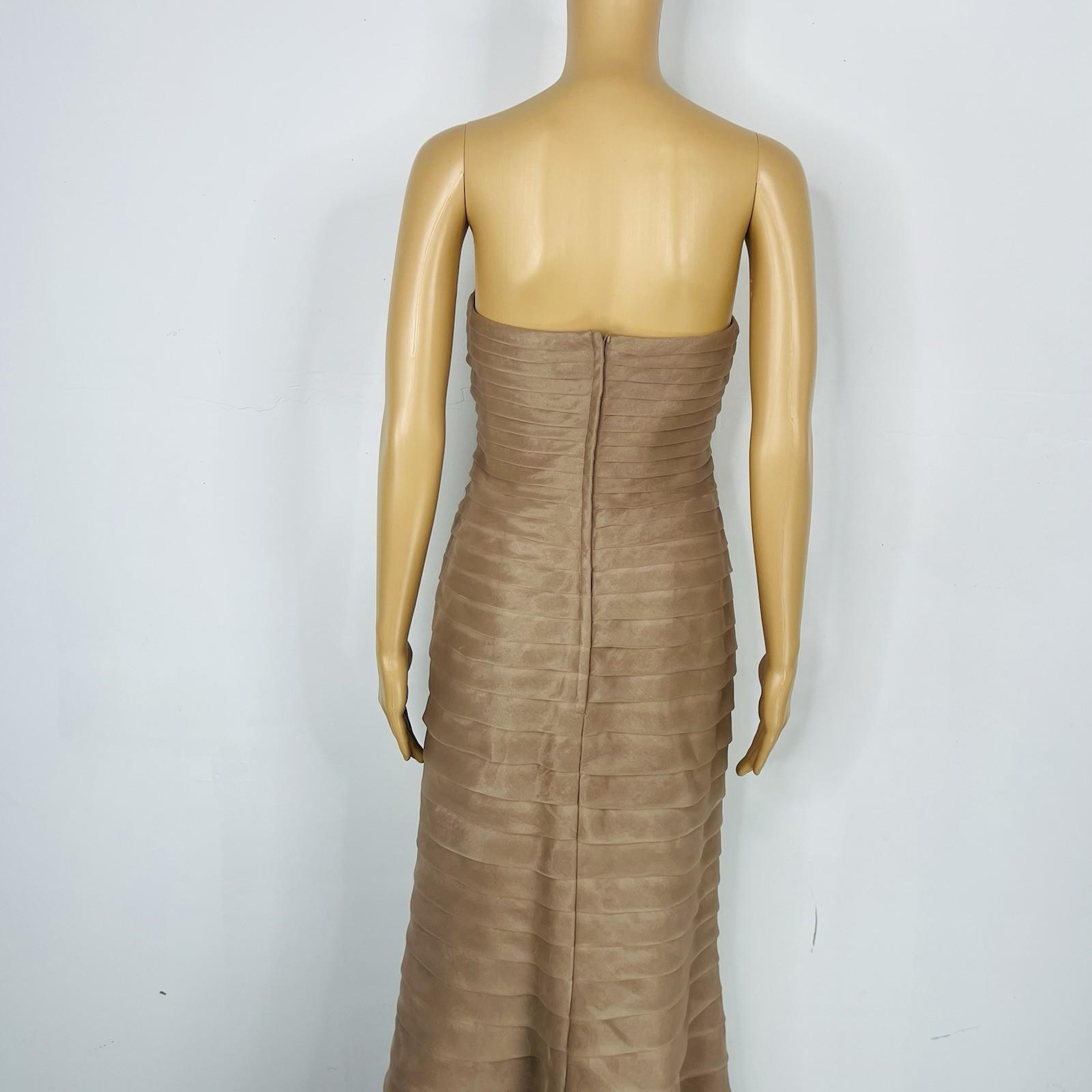 Pinky & Me Women Formal Gown Light Brown Maxi Dress Size 8 Tiered Flared