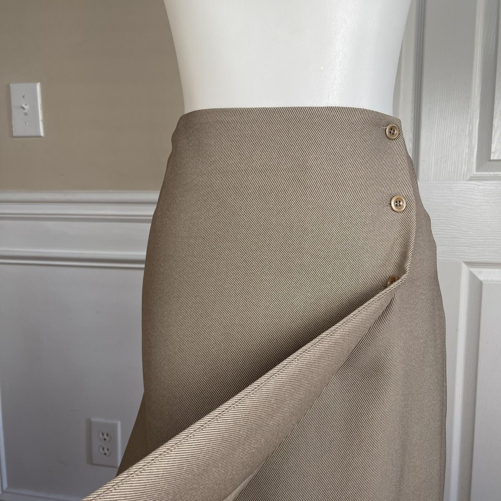ALFANI 2PC Brown Polyester Rayon Mismatch Wrap Skirt (Size 8) Suit (Size 4)