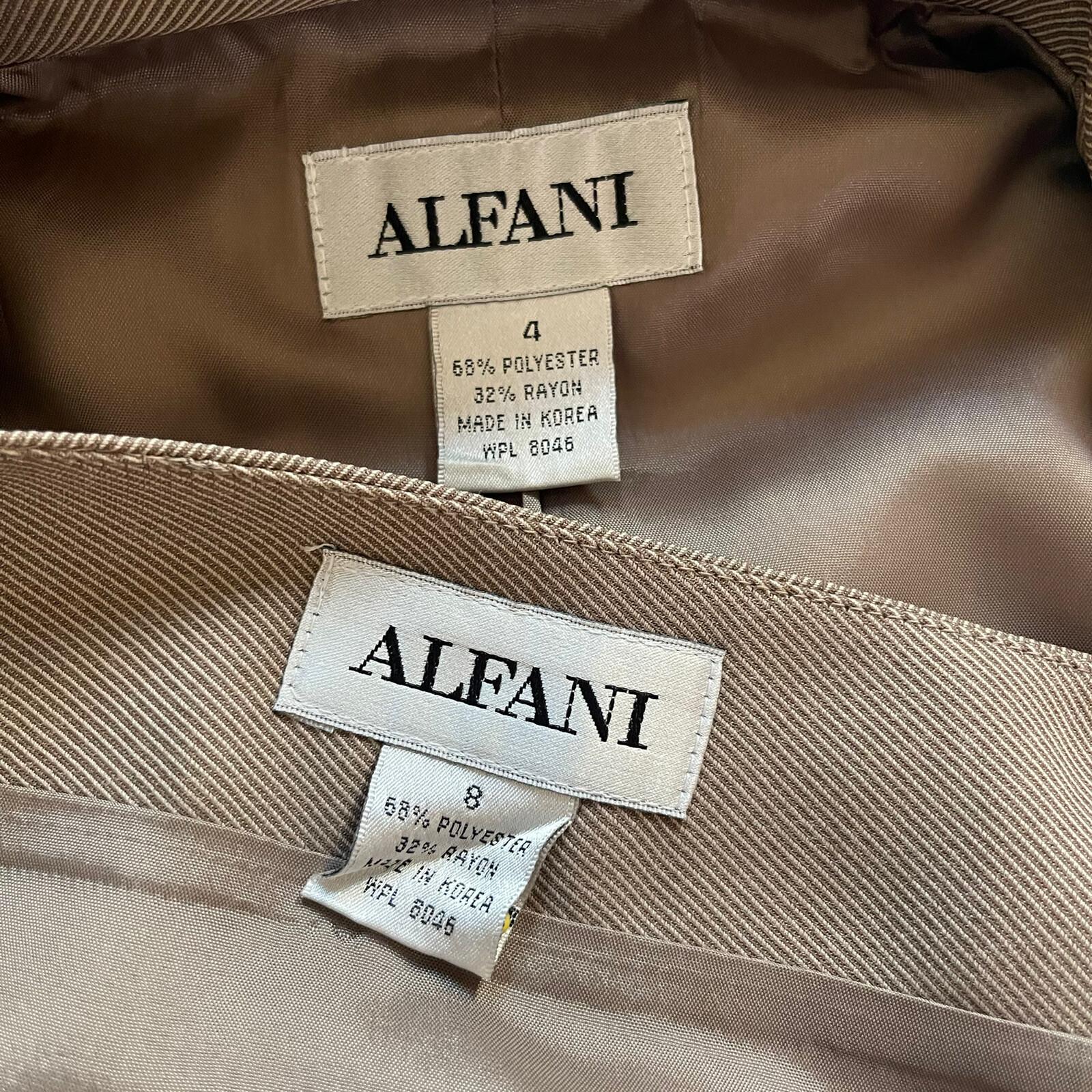 ALFANI 2PC Brown Polyester Rayon Mismatch Wrap Skirt (Size 8) Suit (Size 4)