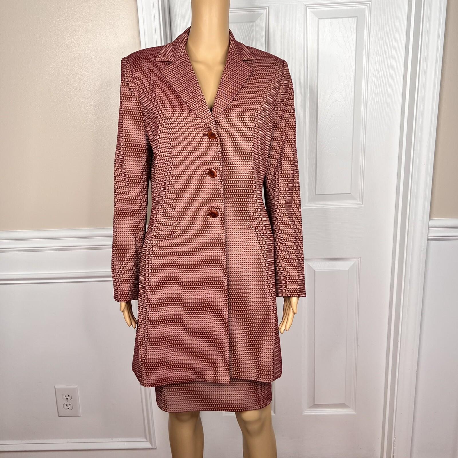 LE SUIT 2PC Burgundy Viscose Polyester Blend Lined Cocktail Skirt Suit Size 8