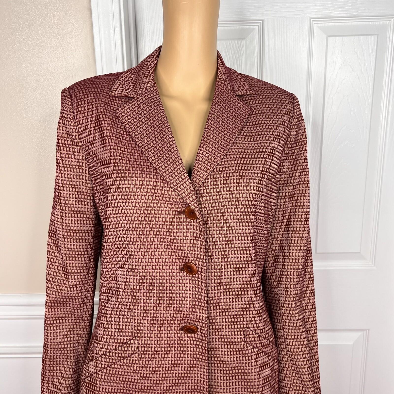 LE SUIT 2PC Burgundy Viscose Polyester Blend Lined Cocktail Skirt Suit Size 8