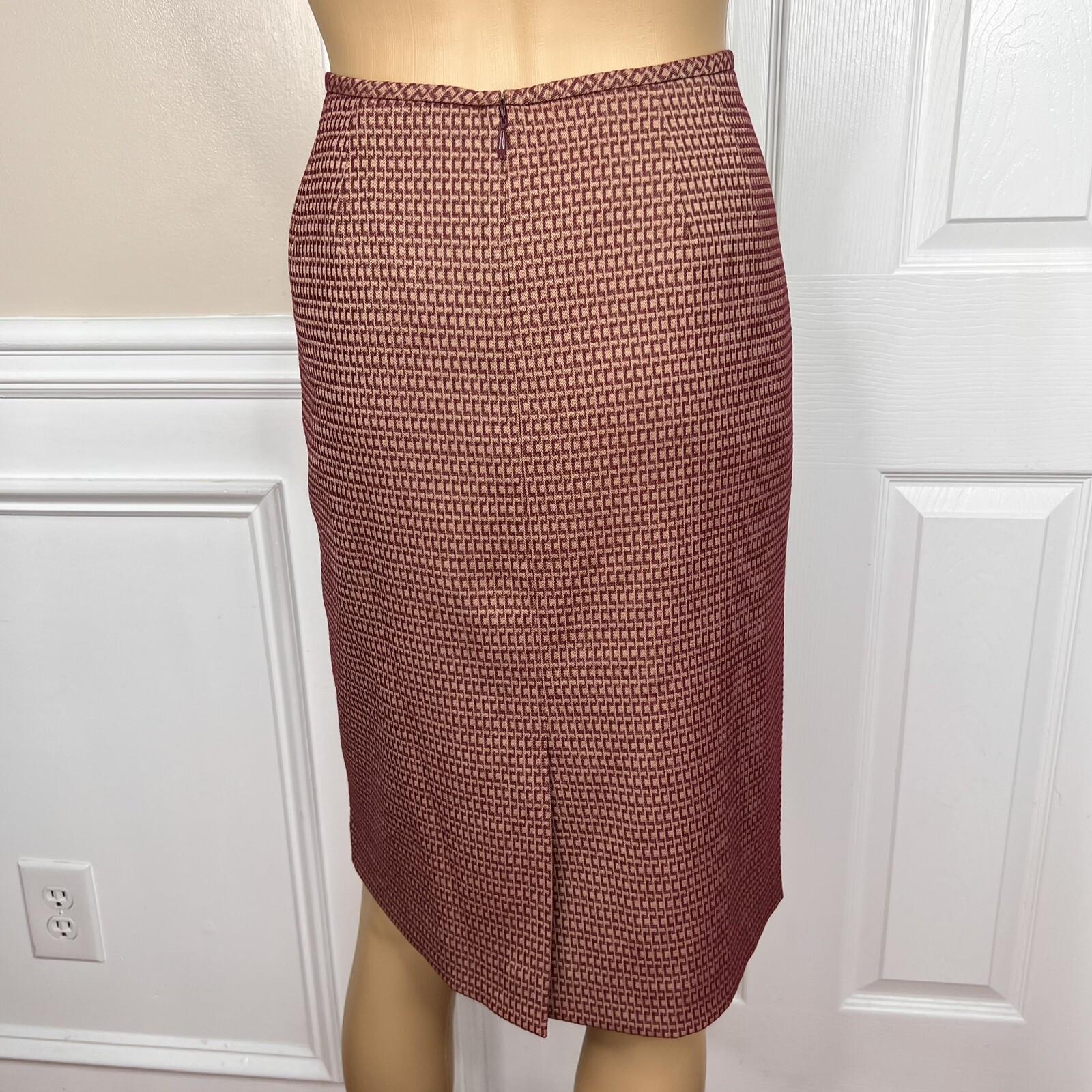 LE SUIT 2PC Burgundy Viscose Polyester Blend Lined Cocktail Skirt Suit Size 8