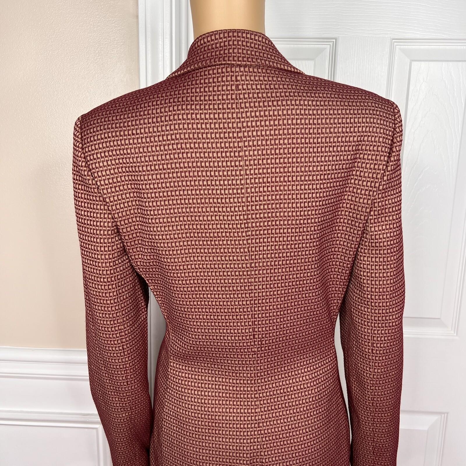LE SUIT 2PC Burgundy Viscose Polyester Blend Lined Cocktail Skirt Suit Size 8