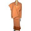 GMI Polyester Skirt Suit Pant 14 Faded Tangerine Ruffle Shawl Collar 3PC New