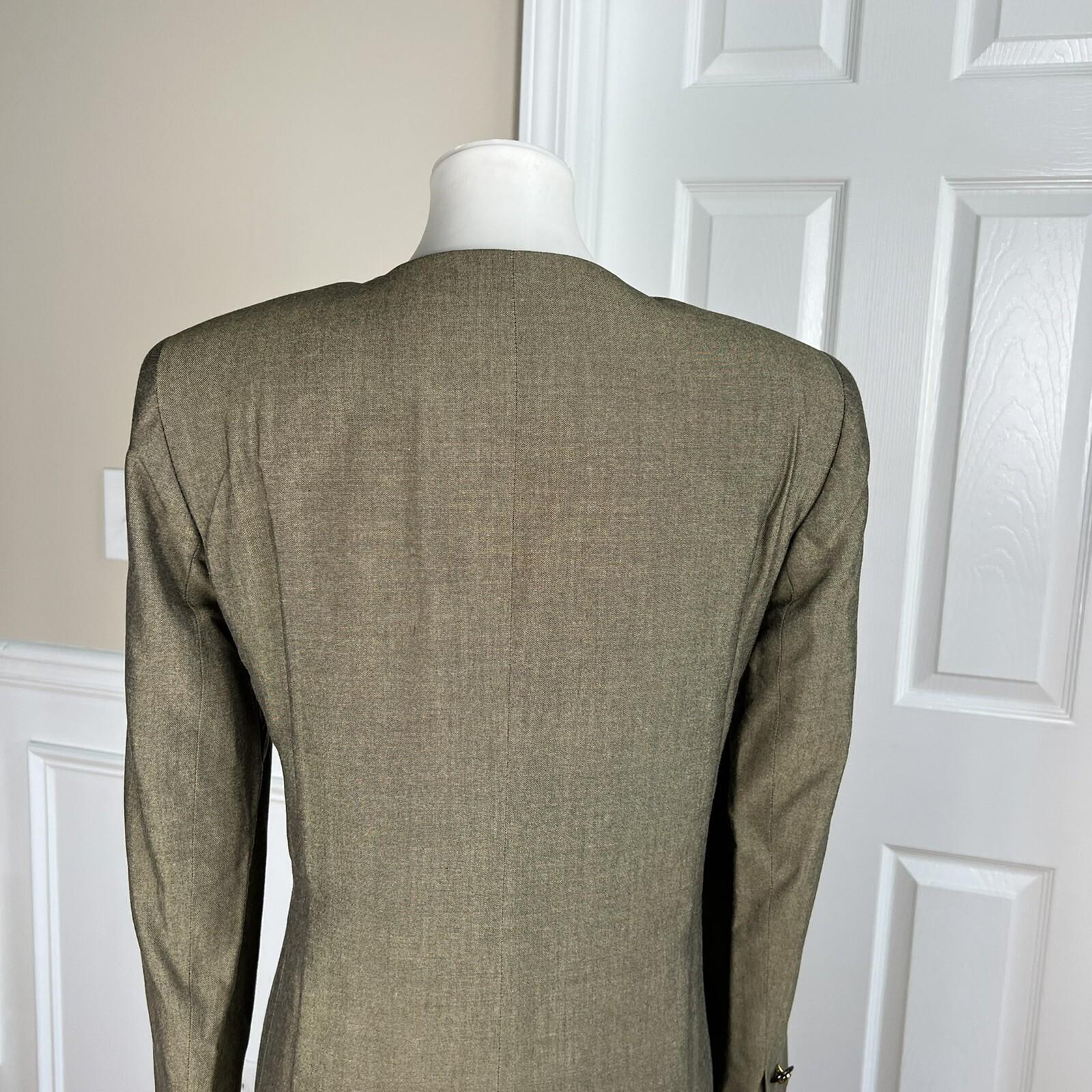 KASPER Vintage Women 2PC Pickle Rayon Lined Collarless Skirt Suit Size 12P