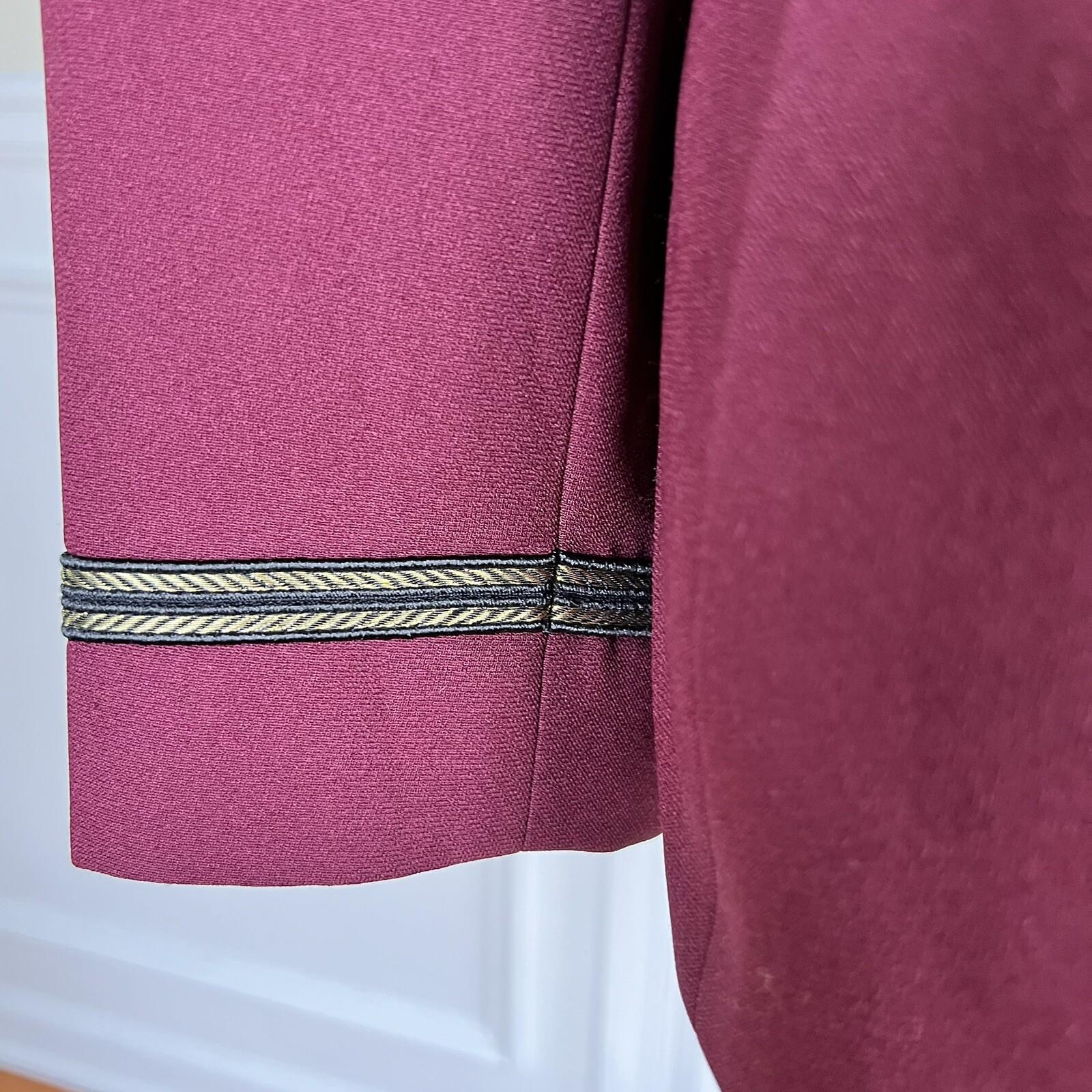 KASPER ASL Burgundy Polyester Acetate Double Breasted Peak Collar Blazer SZ 12P