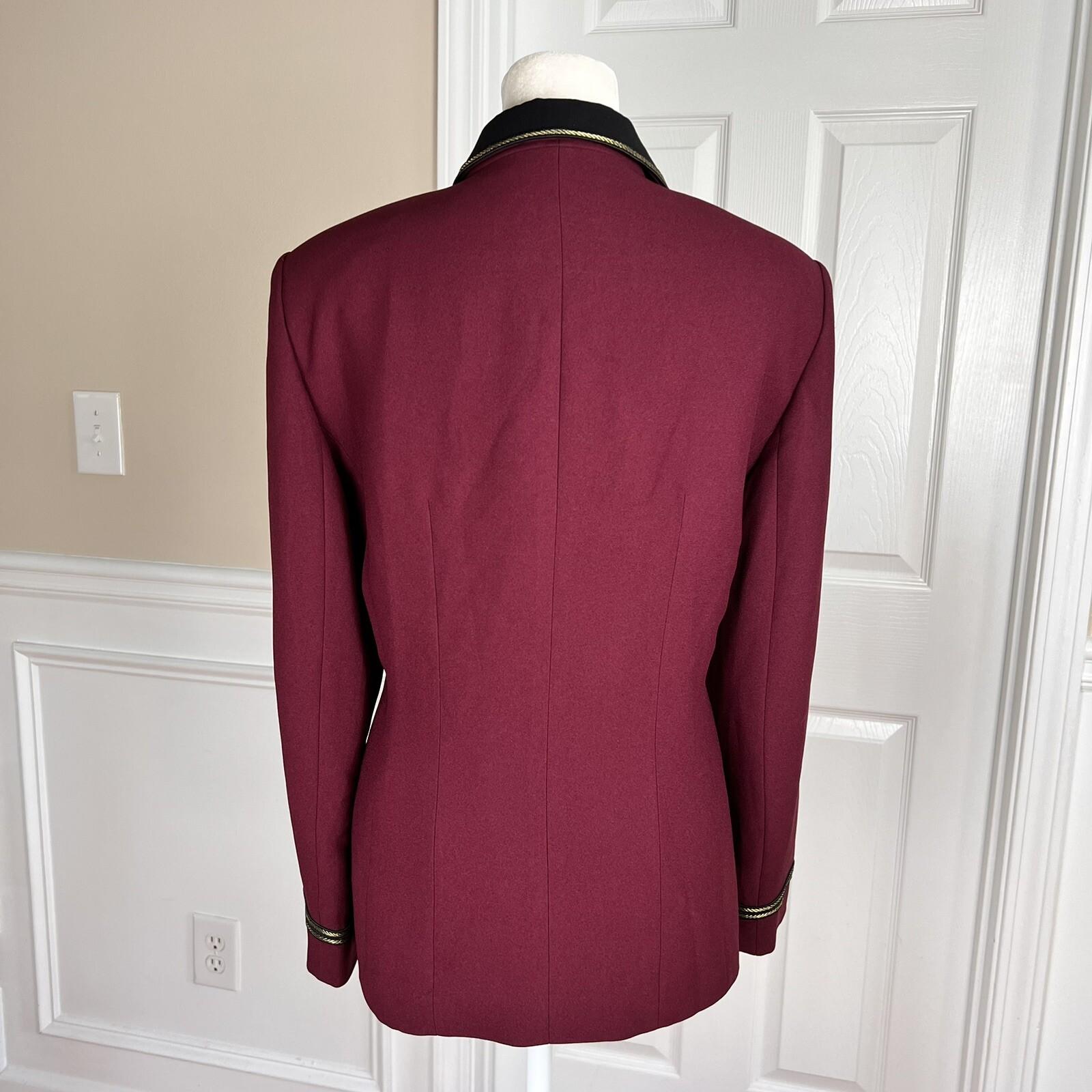 KASPER ASL Burgundy Polyester Acetate Double Breasted Peak Collar Blazer SZ 12P