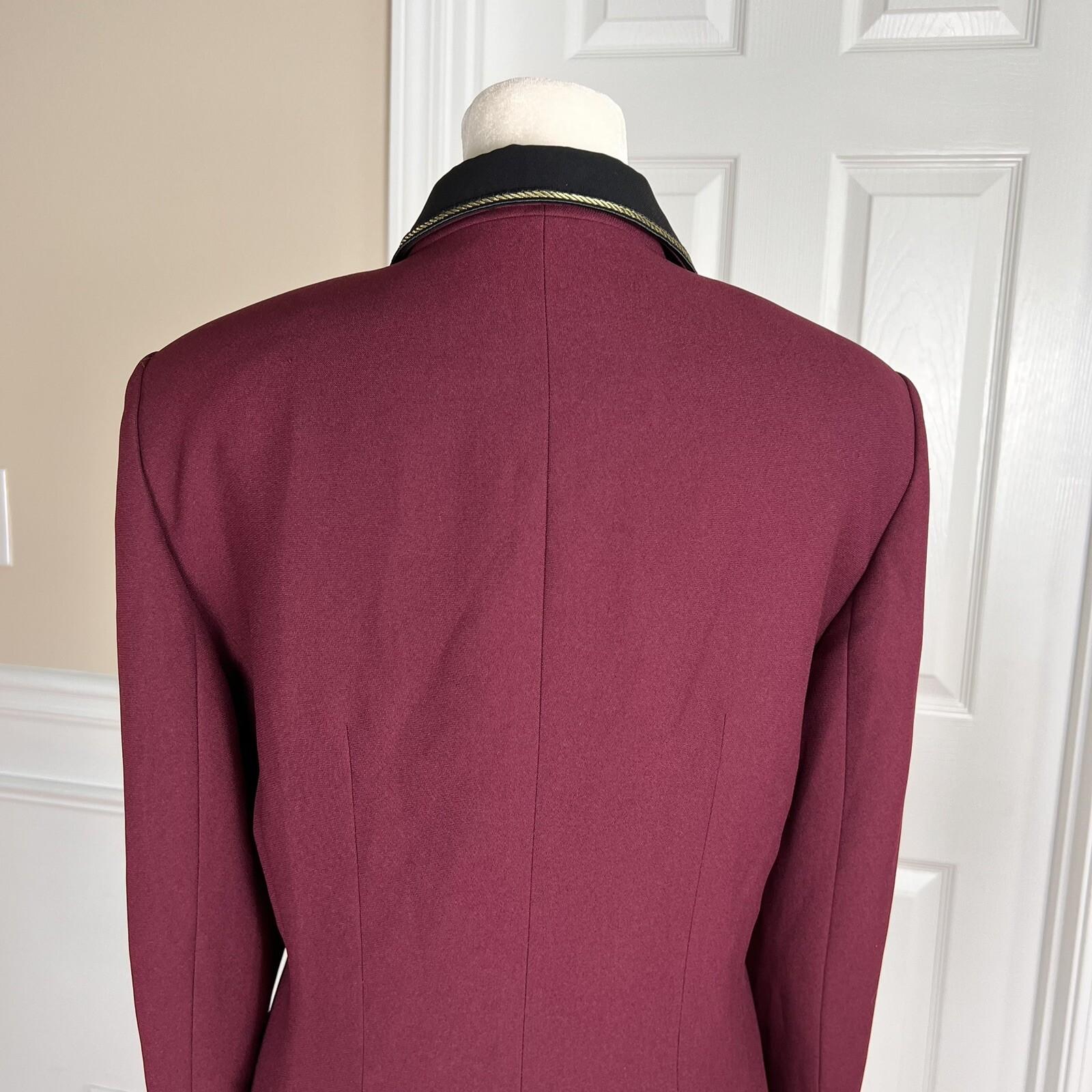 KASPER ASL Burgundy Polyester Acetate Double Breasted Peak Collar Blazer SZ 12P