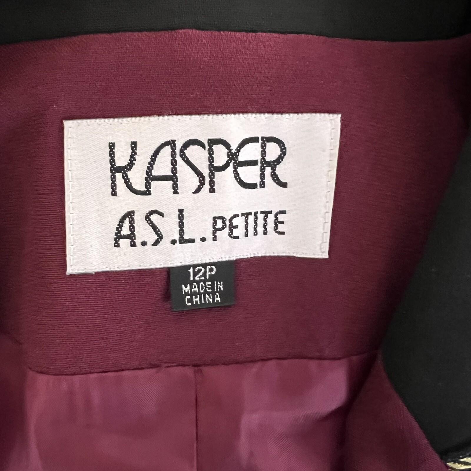 KASPER ASL Burgundy Polyester Acetate Double Breasted Peak Collar Blazer SZ 12P